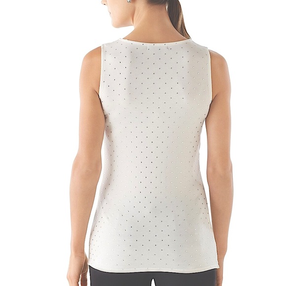 WHBM STUDDED CREAM DRAPE NECK TOP - Picture 3 of 3
